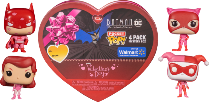  Funko Batman The Animated Series Pocket Pop! 4 Pack Happy  Valentine's Day Heart Shaped Gift Box : Toys & Games