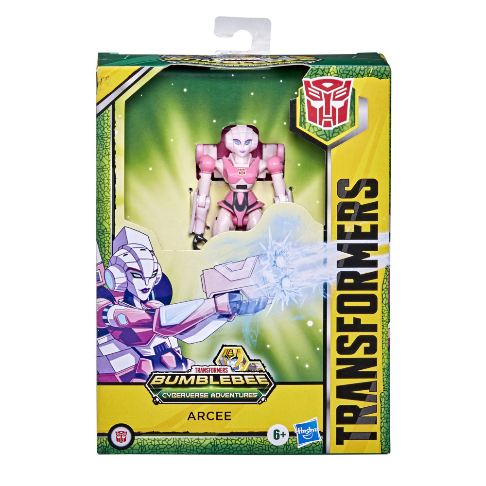 Transformers Cyberverse Adventures - Figura Arcee Classe Deluxe - Giocattolo Convertibile 2-in-1 Da 13 Cm