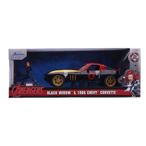 Avengers - '66 Chevy Corvette w/Black Widow 1:24 Scale Hollywood Ride JAD31749