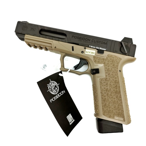 Poseidon P35 EVO II [Black/Tan] - GBB Gel Blaster Pistol FREE Pistol stand and bag of the hardest gels on purchase!