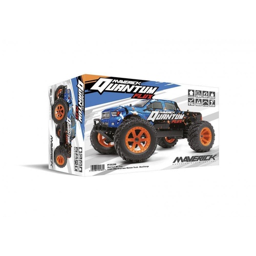 Maverick MV150200 Quantum MT 1/10 4WD Flux Brushless Electric Monster Truck (Blue/Orange)