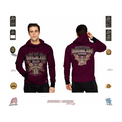 (L) AP87 State of Origin - Maroons Traditionally Hoodie AP87 QLD (Size: L)