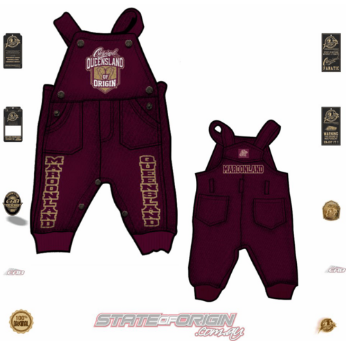 (0)( (ap74) State of Origin - Toddlers Overalls AP74Q QLD (Size: 0)