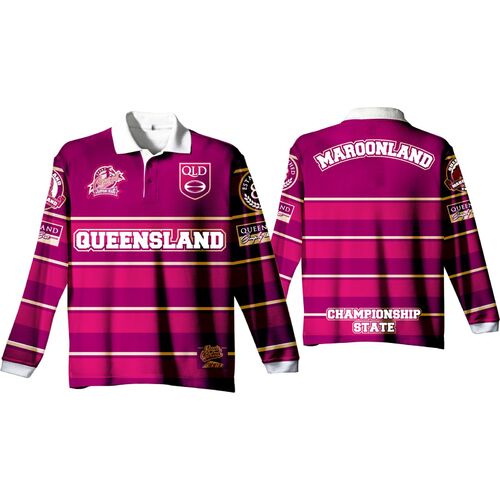 (S) (AP82) QLD MENS LONG SLEEVE SIMPLY THE BEST JERSEY AP82