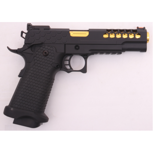 Golden Eagle 3399 Full Metal Hex Cut Green Gas 1911 Pistol GBB Gel Blaster