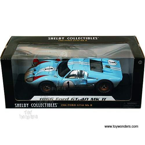 Shelby - Ford GT-40 MK II Hardtop #1 w/ Dirt (1966, 1/18 scale diecast model car, Gulf Blue w/ White Stripes) sh405  collectibles