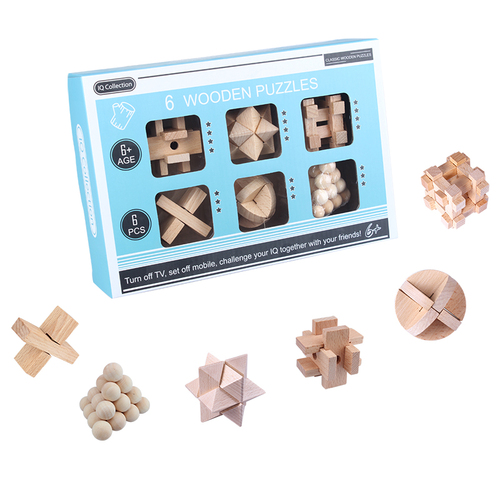 Brain game 3D Wooden Puzzle Wooden Lock Toy Brain Twisters IQ Puzzle Kong Ming Lock for Children Adult