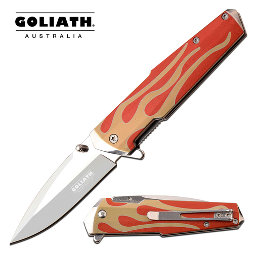 Goliath - Orange Flame Folding Knife 	KN-GL205