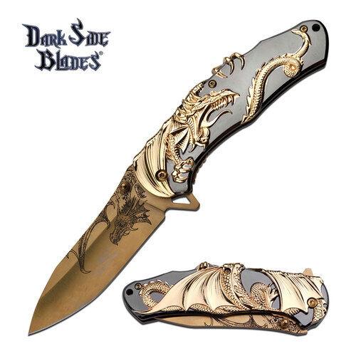 Masters Collection Gold Dragon Folding Knife MC-045