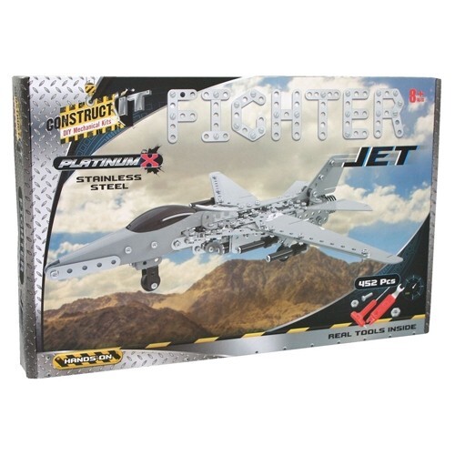 Construct It DIY Mechanical Kit, Military Fighter Jet- 452pc