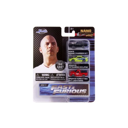 Fast & Furious Nano Hollywood Rides (Dom's Dodge Charger R/T, Brian's Mitsubishi Eclipse, Brian's Ford F-150 SVT Lightning)