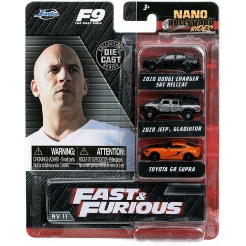 Fast & Furious Nano Hollywood Rides (2020 Dodge Charger SRT Hellcat, 2020 Jeep Gladiator, Toyota GR Supra)