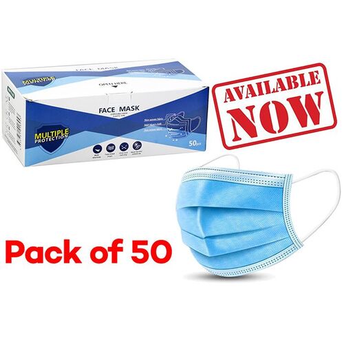 disposable Face Mask - Elastic Type 50 pack blue 3 ply