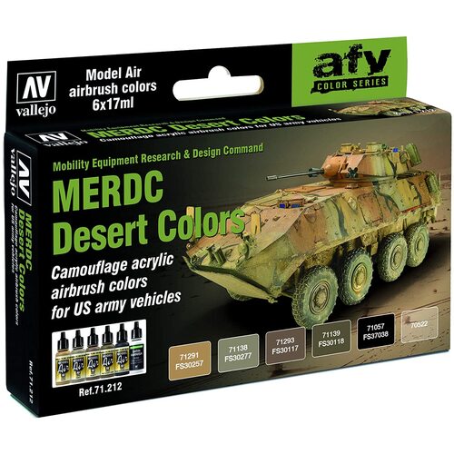 VALLEJO 71212 MODEL AIR MERDC DESERT 6 COLOUR ACRYLIC PAINT SET AV71212