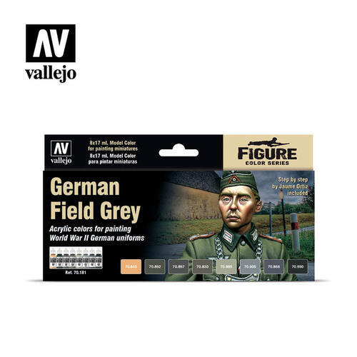 VALLEJO 70181 MODEL COLOUR GERMAN FIELD GREY UNIFORM ACRYLIC PAINT SET