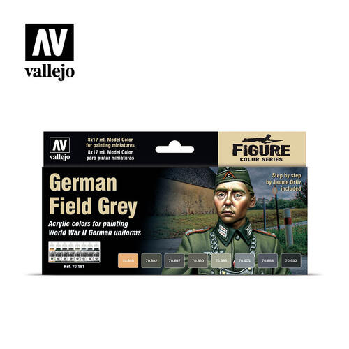 VALLEJO 70181 MODEL COLOUR GERMAN FIELD GREY UNIFORM ACRYLIC PAINT SET