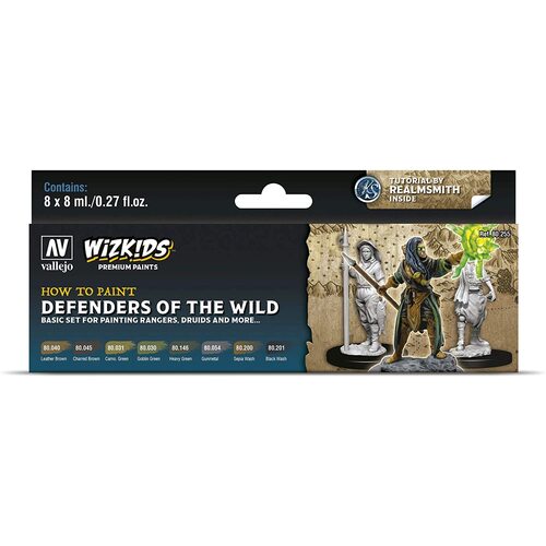 VALLEJO 80255 WIZKIDS PREMIUM SET: DEFENDERS OF THE WILD ACRYLIC PAINT SET (8 COLOUR SET)