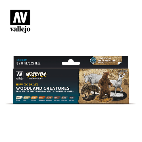 VALLEJO 80254 WIZKIDS PREMIUM SET: WOODLAND CREATURES ACRYLIC PAINT SET (8 COLOUR SET)