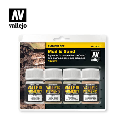 VALLEJO 73191 PIGMENTS SET MUD & SAND 4 X 35ML