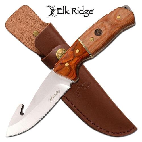 Elk Ridge Gut Hook Fine Edge Fixed Blade Knife - 8.75 Inches Full Tang #Er-200-19Gn