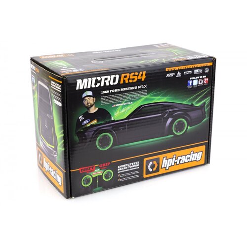 HPI MICRO RS4 1969 FORD MUSTANG RTR-X 1/18 4WD ELECTRIC drift CAR 112468