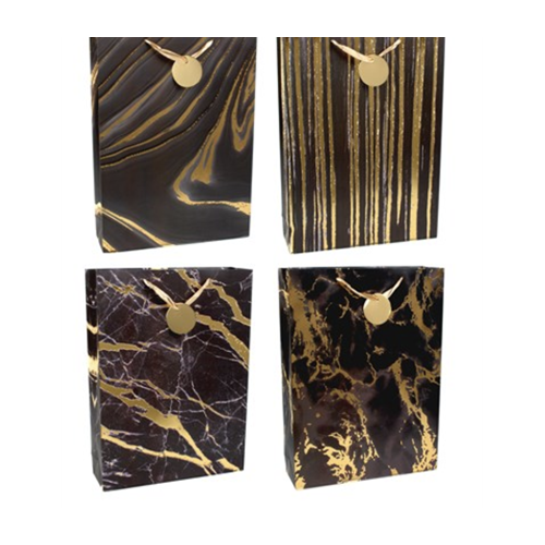 Gift Bag 210g Black with Gold Marble Textured Foil  - Xlarge 330*457*102mm