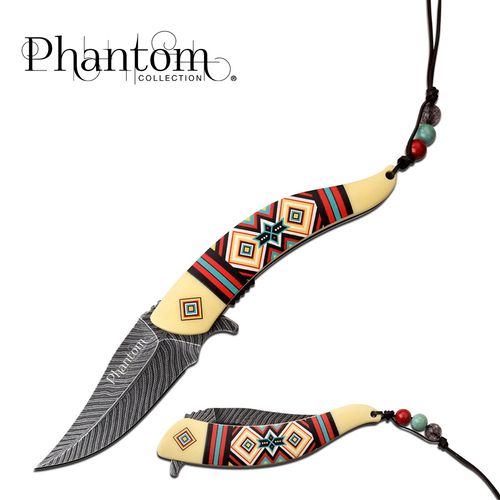 Phantom Collection – Native American Feather Folding Knife KN-PC100