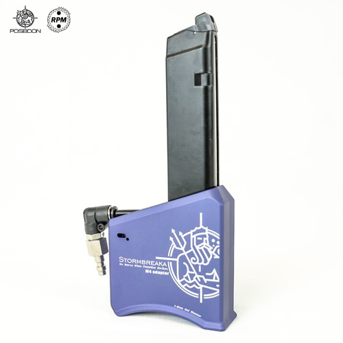 Blue Stormbreaka M4 GBB Mag Adapter by RPM/Poseidon for Gel Blasters