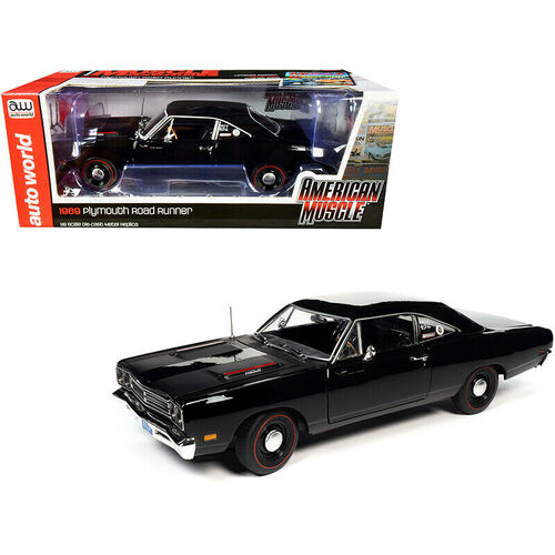 1969 Plymouth Road Runner Hardtop Tuxedo Black Hemmings1:18 Scale American Muscle AMM1213