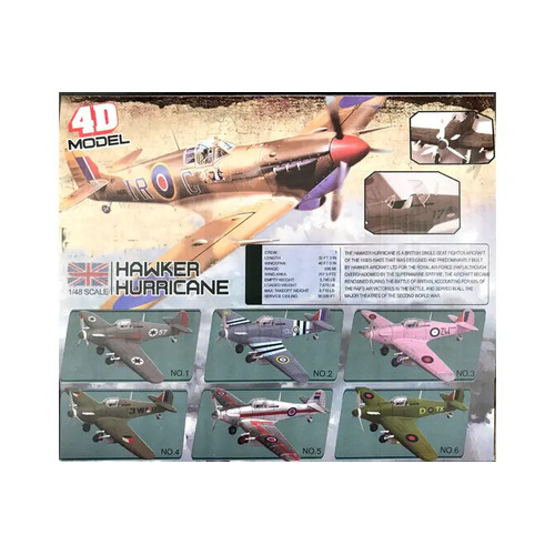 1/48 WWII Planes Plastic Kit Hawker Hurricane  - 6 to collect (assorted colours)