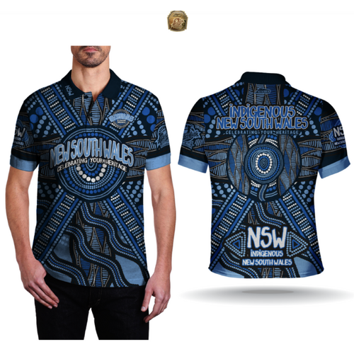 (s) (AP94) State of Origin - Blues Indigenous POLO AP94- NSW (Size: s)