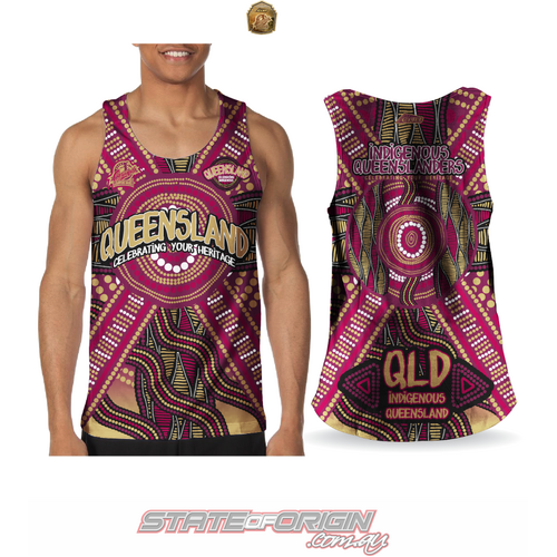 (ap76) Size XL  state of origin - QLD SUPPORTER, QLD INDIGENOUS MEN’S SINGLET