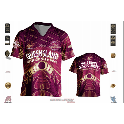 (size 8) (ap60Q) state of origin Youth QLD TEAM “QLD INDIGENOUS JERSEY