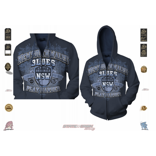 (XS) state of origin zip up NSW PLAY HARDER HOODIE