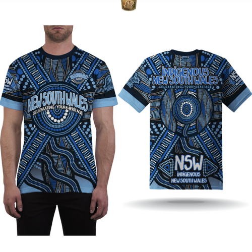(ap95N) Size 3XL(ALTERNATE) state of origin NSW SUPPORTER, NSW INDIGENOUS MEN’S T SHIRT home town