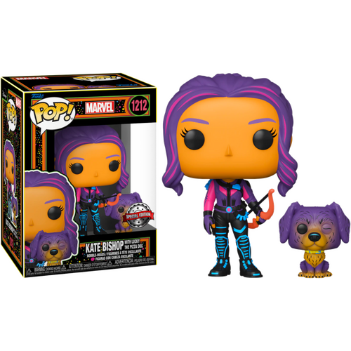 Marvel Comics - Kate Bishop & Lucky the Pizza Dog Black Light US Exclusive #1212 Pop! Vinyl
