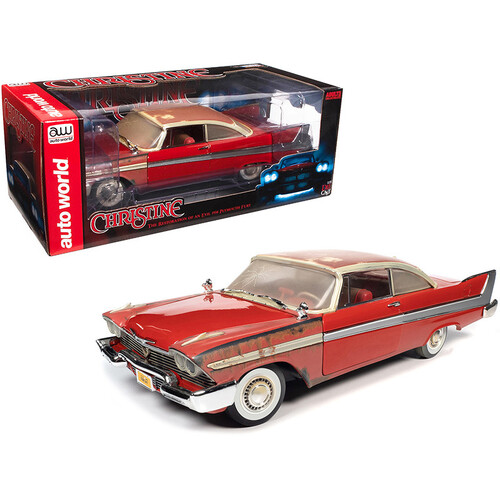 1958 PLYMOUTH FURY CHRISTINE PARTIALLY RESTORED 1/18 SCALE DIECAST CAR MODEL BY AUTO WORLD AWSS130