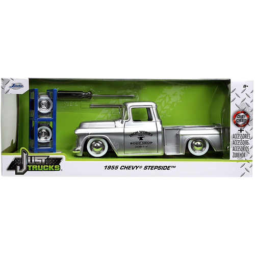 Just Trucks - Chevy Stepside Pick Up 1955 Silver 1:24 Scale Diecast Vehicle