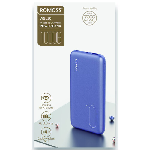 Romoss Power Bank WSL10 Wireless Charging 10,000 mAh Fast Charging for phones etc