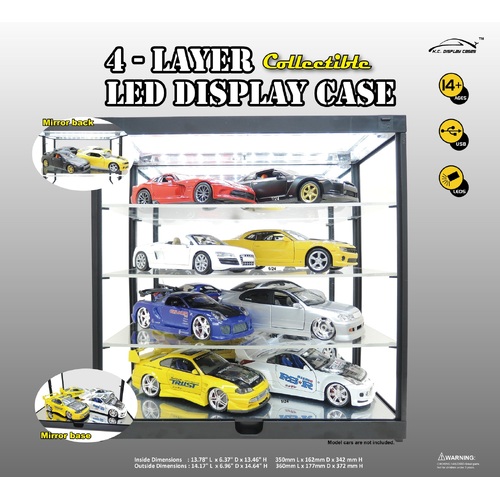King Creation - Black 4 Layer LED Display Case 7840MBLK