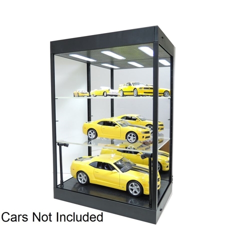 King Creation - 3 Tier LED Display Case w/Mirrored Back (Black) 9927MBK for diecast