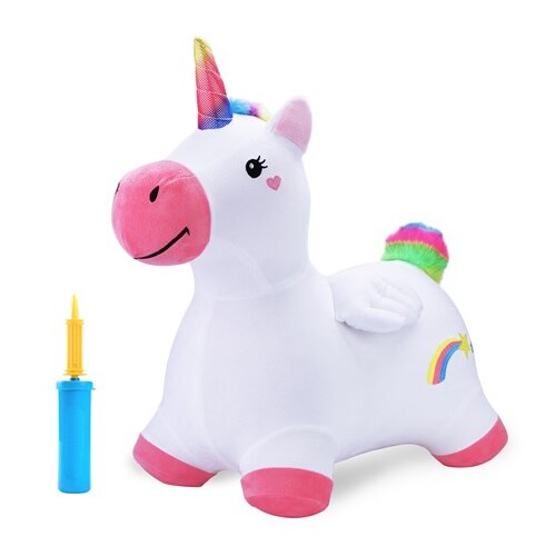 Bouncy Pals - Bouncy Unicorn kids ride on toy with pump