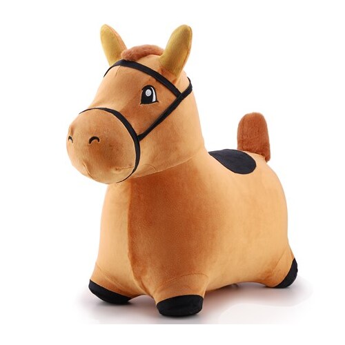 Bouncy Pals - Bouncy Brown Horse kids ride on toy with pump