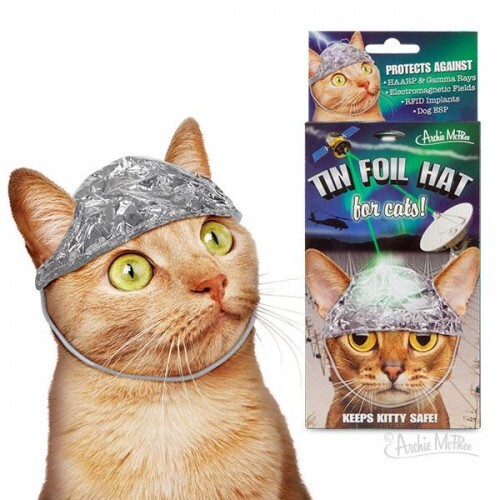 Archie McPhee – Tin Foil Hat For Cats protect from mind control