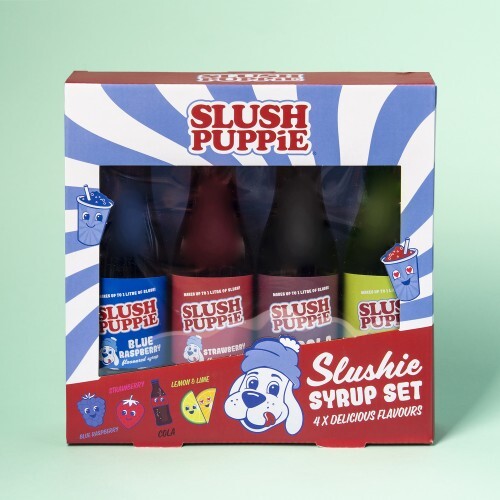 Slush Puppie – 4 Pack Syrups Blue Raspberry, Strawberry, Cola, Lemon/Lime 180m