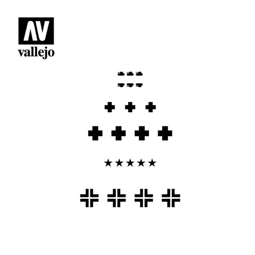 Vallejo ST-AFV001 1/35 Assorted German WWII Tank Markings Stencil