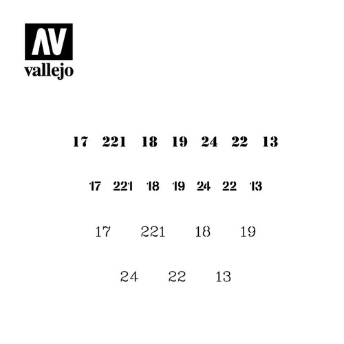 Vallejo ST-AFV003 1/35 Soviet Numbers WWII Stencil
