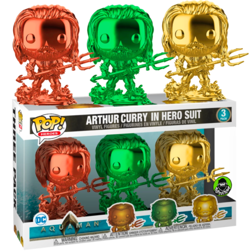 (SW) Aquaman (2018) - Arthur Curry Red, Green & Gold Chrome Pop! Vinyl 3-Pack