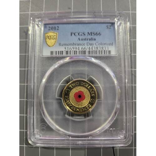 (NB) 2012 Red Poppy Remembrance Two Dollar $2 Coin UNC PCGS MS66