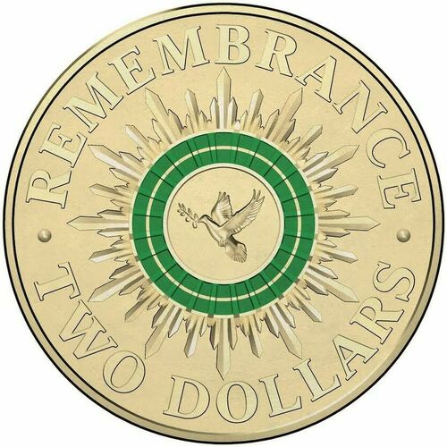 (NB) AUSTRALIAN TWO DOLLAR $2 COIN - 2014 GREEN DOVE CIRC LOW MINT with capsule